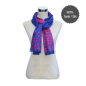 Preview: Scarf Shawl 100% Silk Flannel Jacquard Magenta Blue